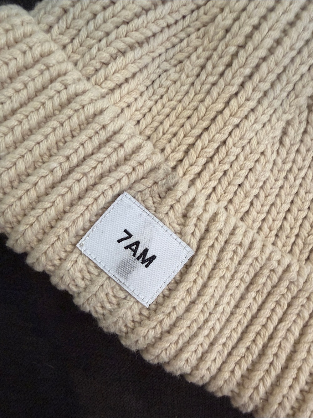 7AM Cream Ribbed Knit Beanie - Picture 5 of 5